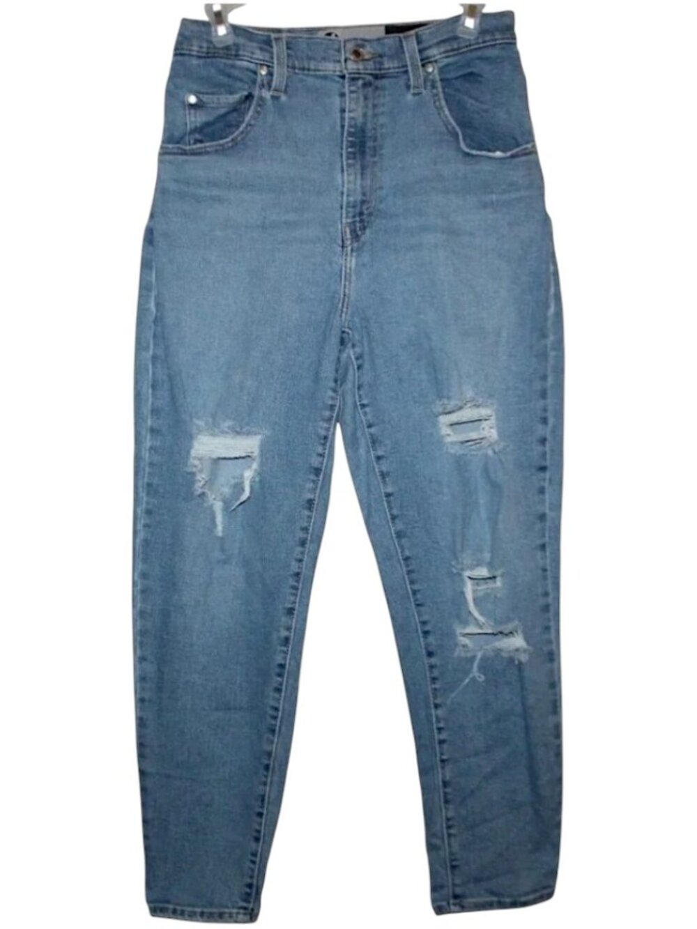 Levis SilverTab High Waisted Cropped Mom Jeans 29 Distressed Stretch Ankle - Picture 5 of 12